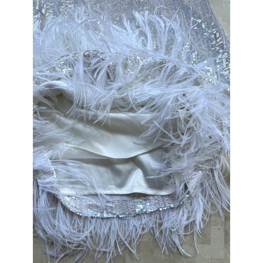 Audrey Adele Danielle Sequin Feather Mini Dress Anthropologie BHLDN Size M - Picture 16 of 16